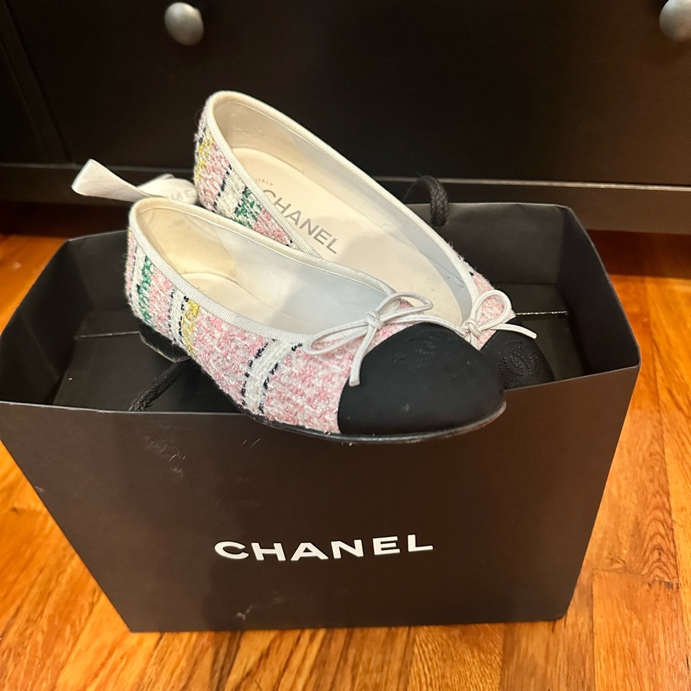 Chanel Women's Multicolor Tweed Ballet Flats